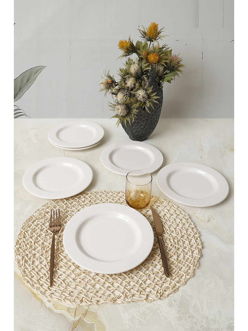 Beyaz İyonya Pasta Tabağı 22 Cm 6 Adet-1