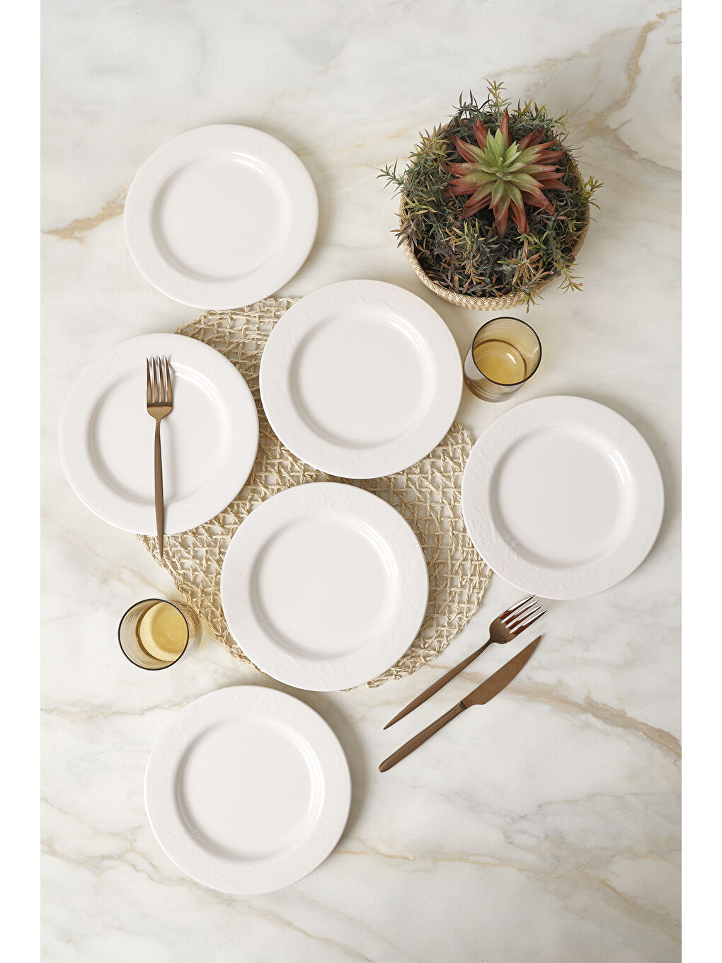 Beyaz İyonya Pasta Tabağı 22 Cm 6 Adet-2