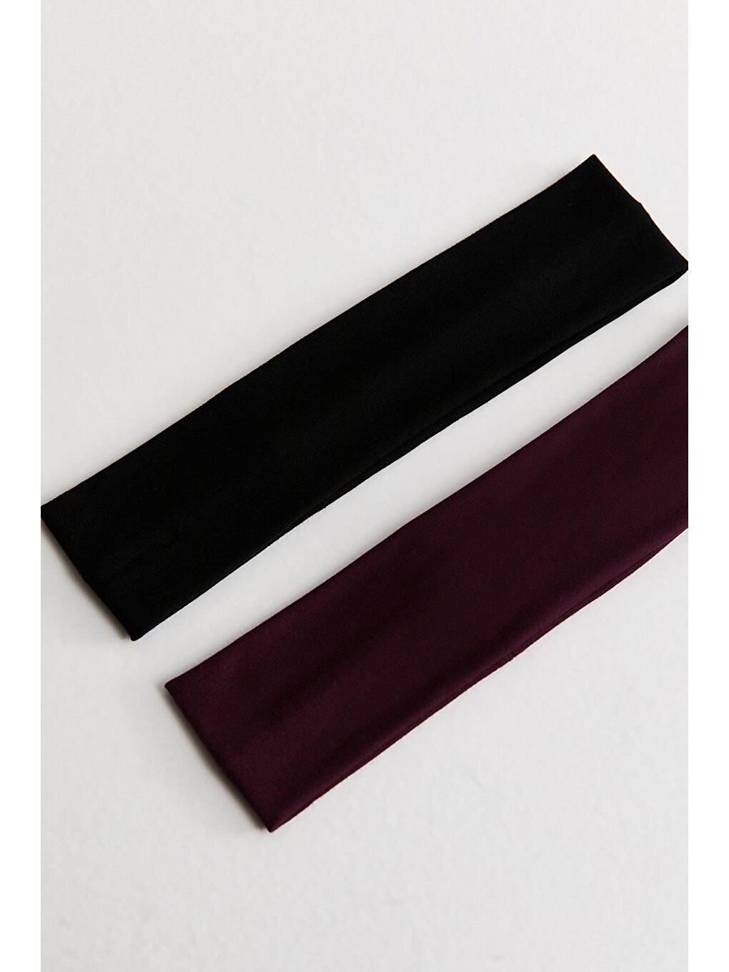 2 Adet Siyah- Mürdüm Elastan Jersey Saç bandı-3