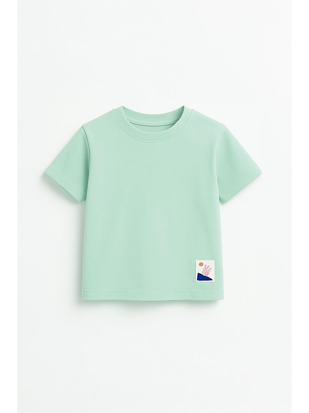 Unisex Çocuk %100 Pamuklu Basic Tişört - Açık Yeşil  (3-4 Yaş 8-9 Yaş)-1