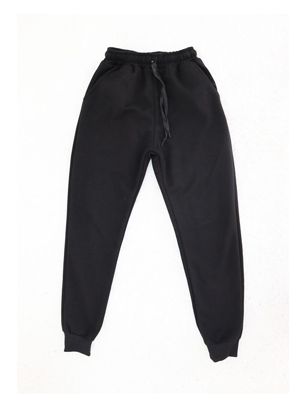 Siyah Erkek Çocuk Diz Yapmaz Kumaş Eşofman Altı-7