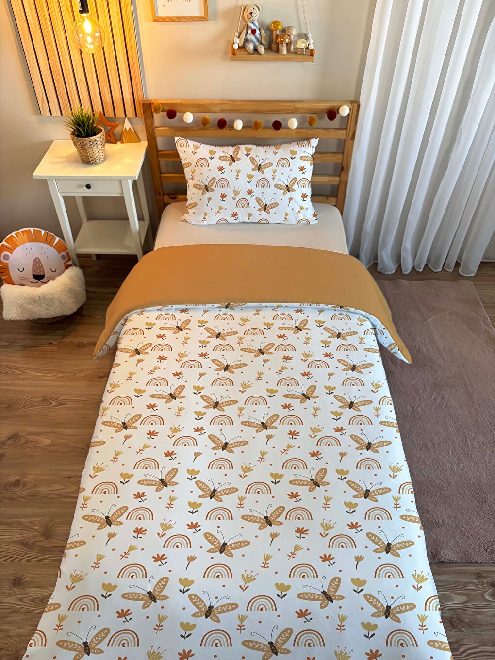 Karışık Çift Taraflı Yusufçuk Desenli - Baskılı Tek Kişilik Nevresim Takımı-1