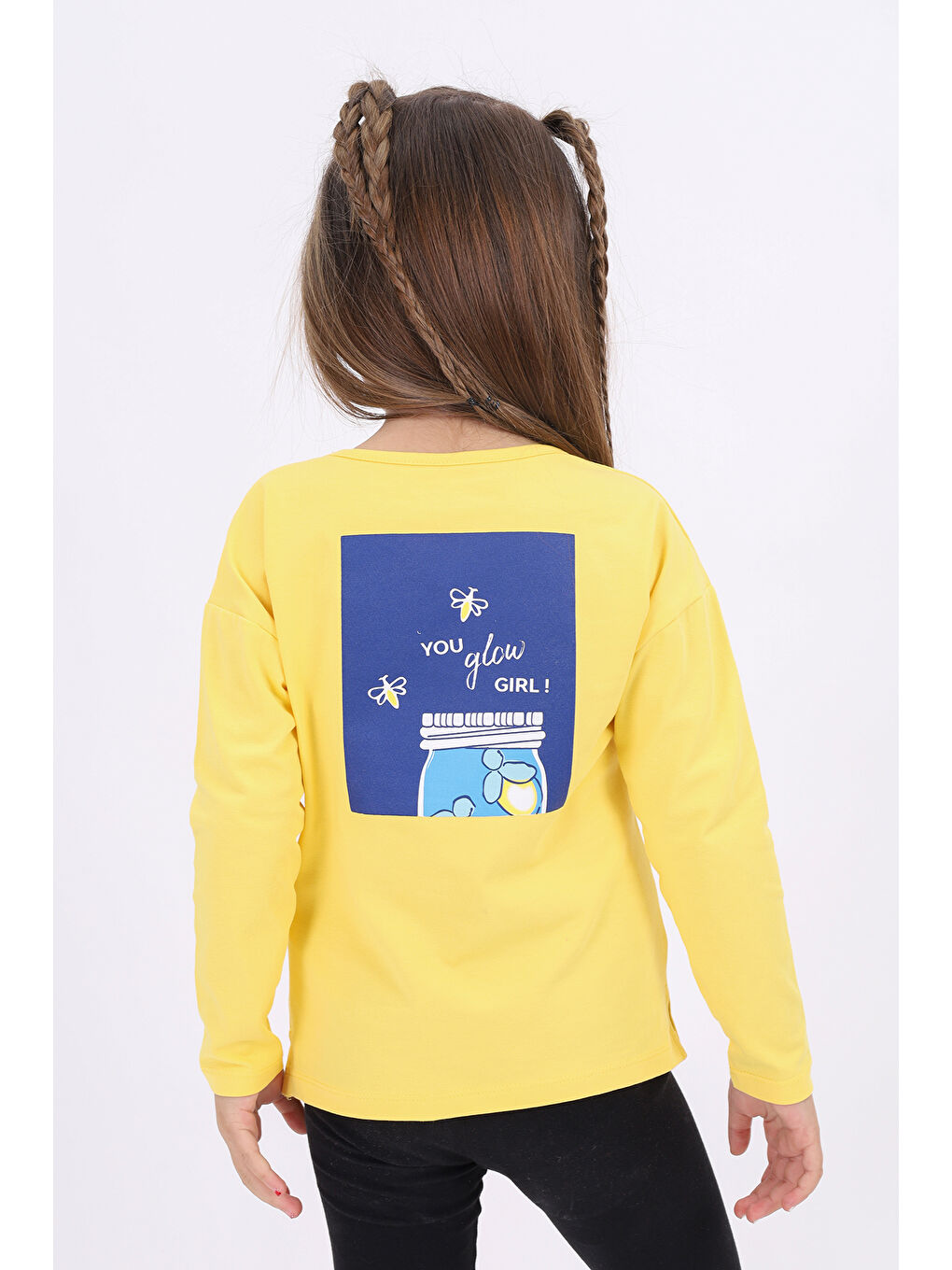 Sarı Kız Çocuk Baskılı Tişört-1