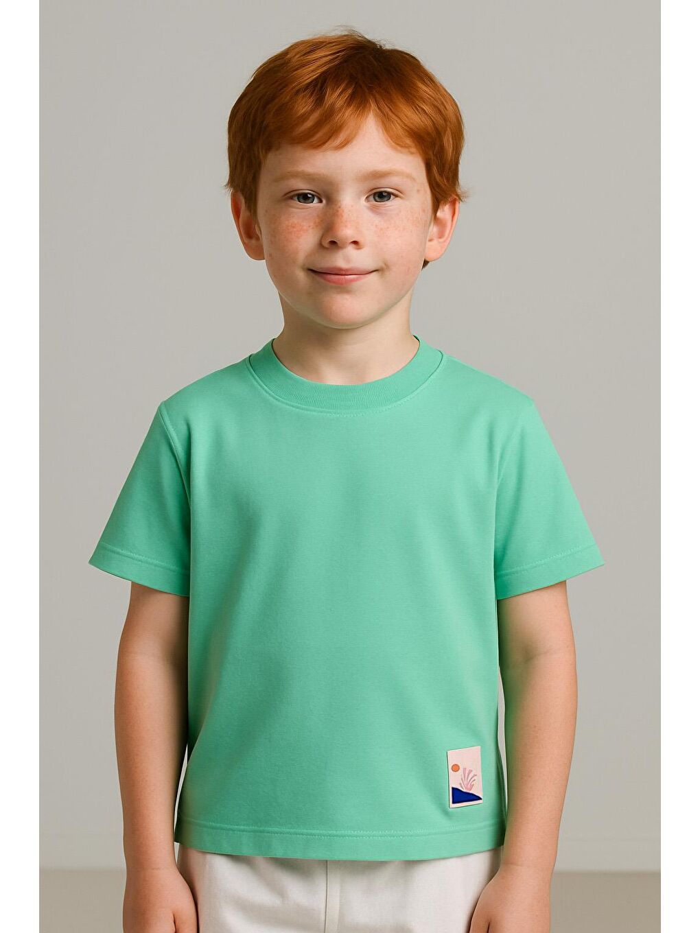 Yeşil Unisex Çocuk %100 Pamuklu Basic Tişört - Mint (3-4 Yaş 8-9 Yaş)