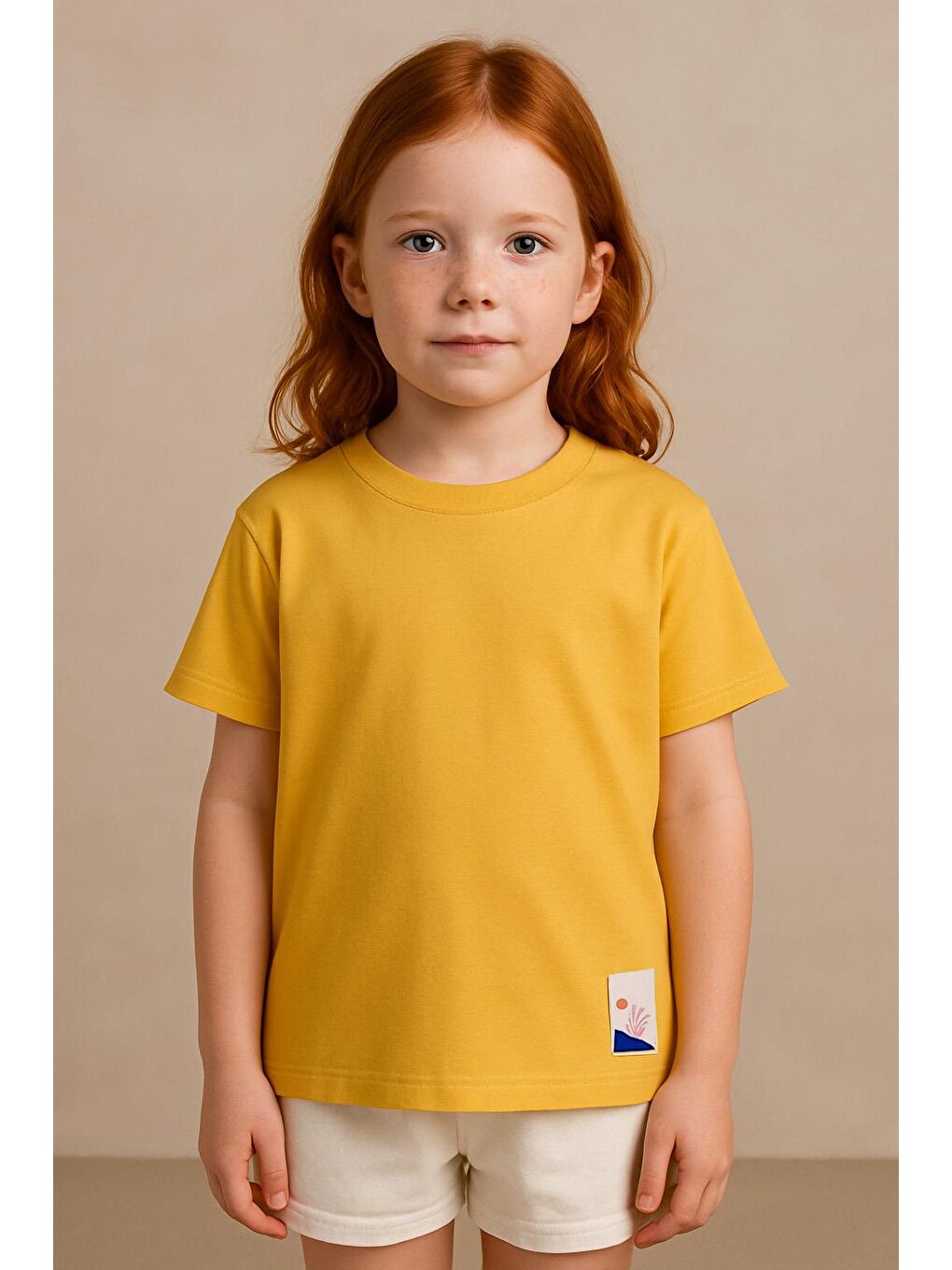 Unisex Çocuk %100 Pamuklu Basic Tişört - Sarı (3-4 Yaş 8-9 Yaş)