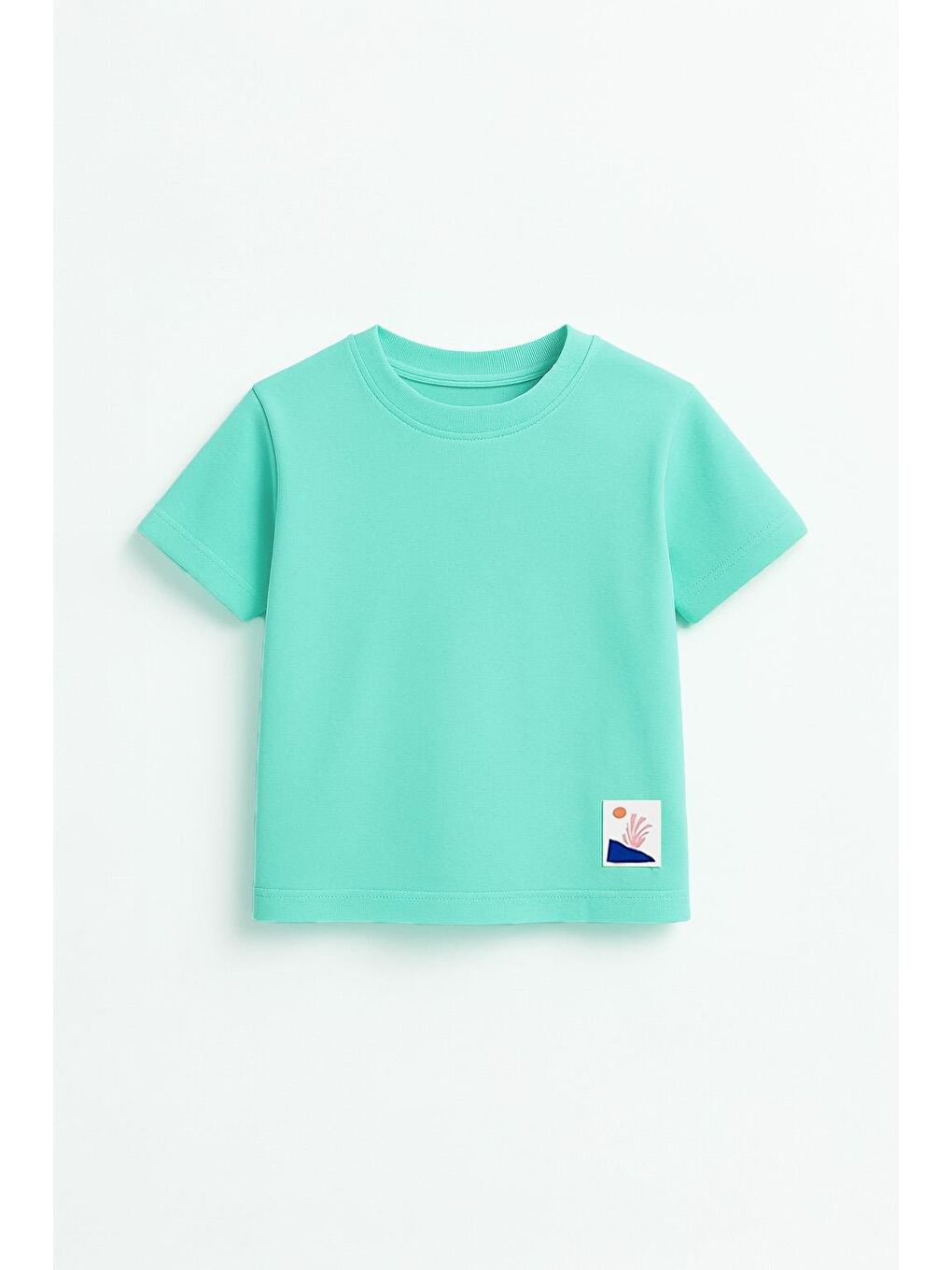 Yeşil Unisex Çocuk %100 Pamuklu Basic Tişört - Mint (3-4 Yaş 8-9 Yaş)-2