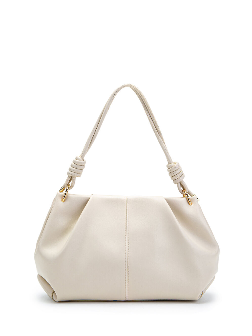 Ekru Büzgü Detaylı Mat Chen Kol Çanta Krem