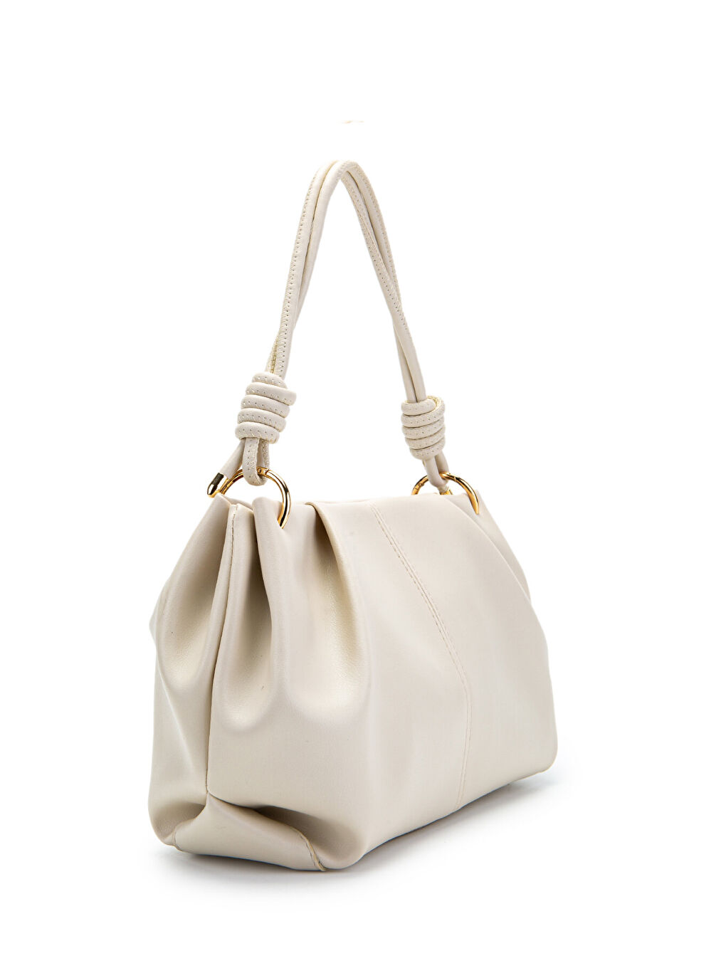Ekru Büzgü Detaylı Mat Chen Kol Çanta Krem-1