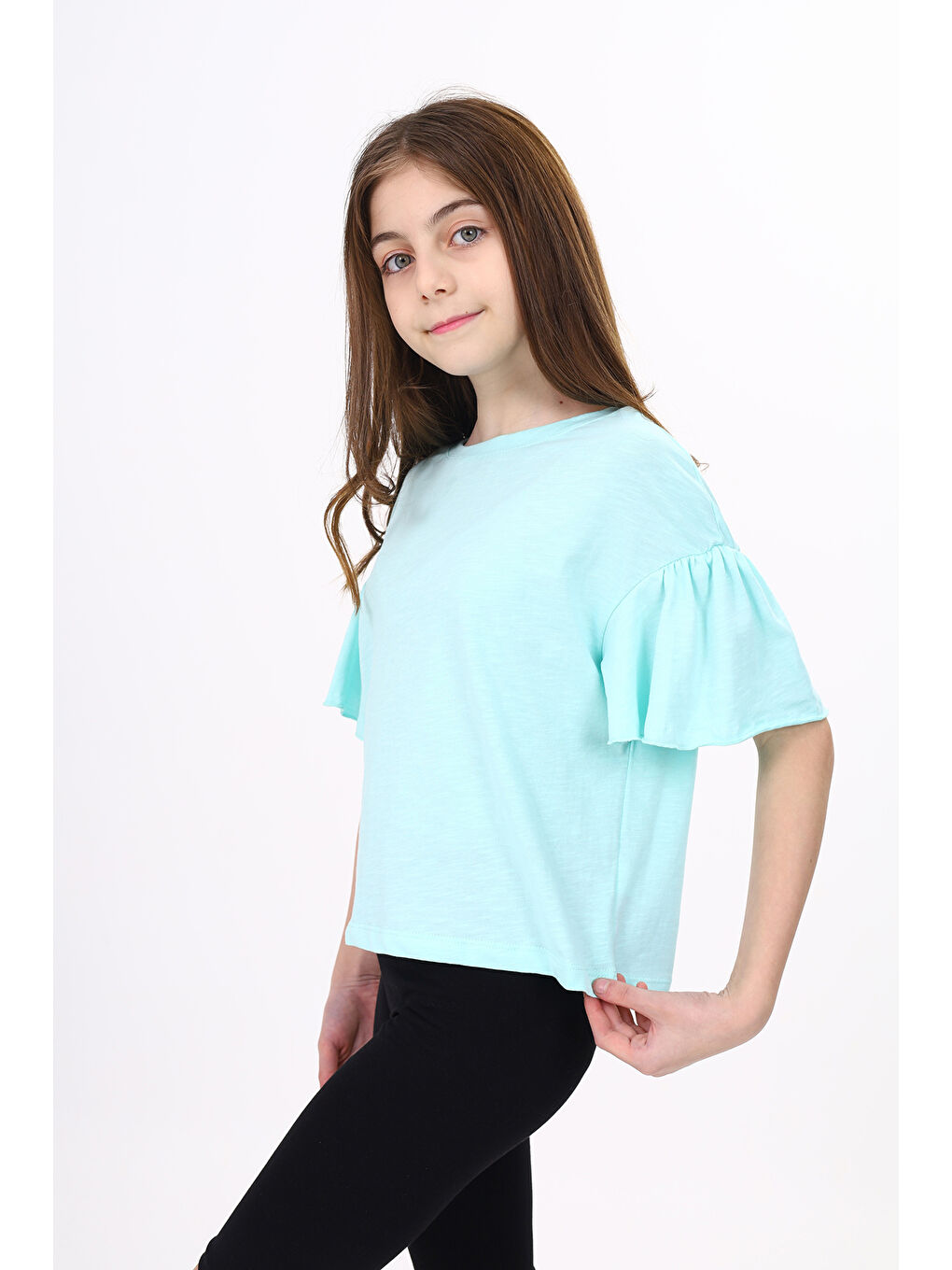 Turkuaz Kız Çocuk Tişört-2