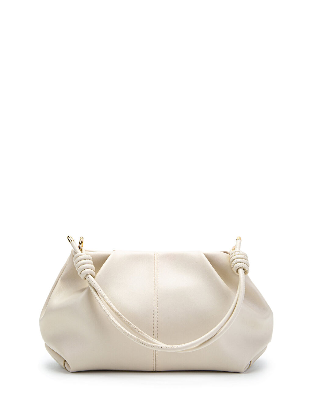 Ekru Büzgü Detaylı Mat Chen Kol Çanta Krem-4