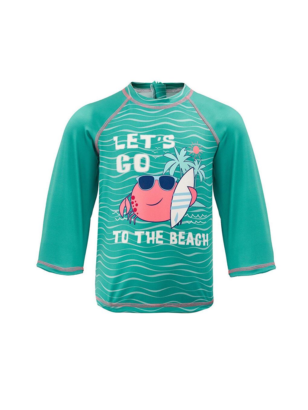 Yeşil Şort Tişört Takım Kısa Kollu Yengeç Çocuk Bebek Mayo 5387 Larry Mavi-2