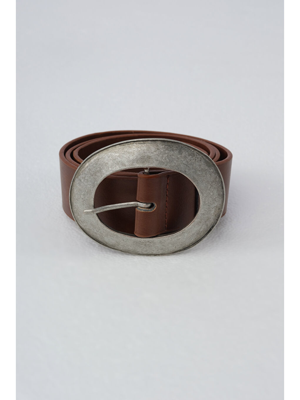 Kahverengi Metal Halka Tokalı Kemer Taba