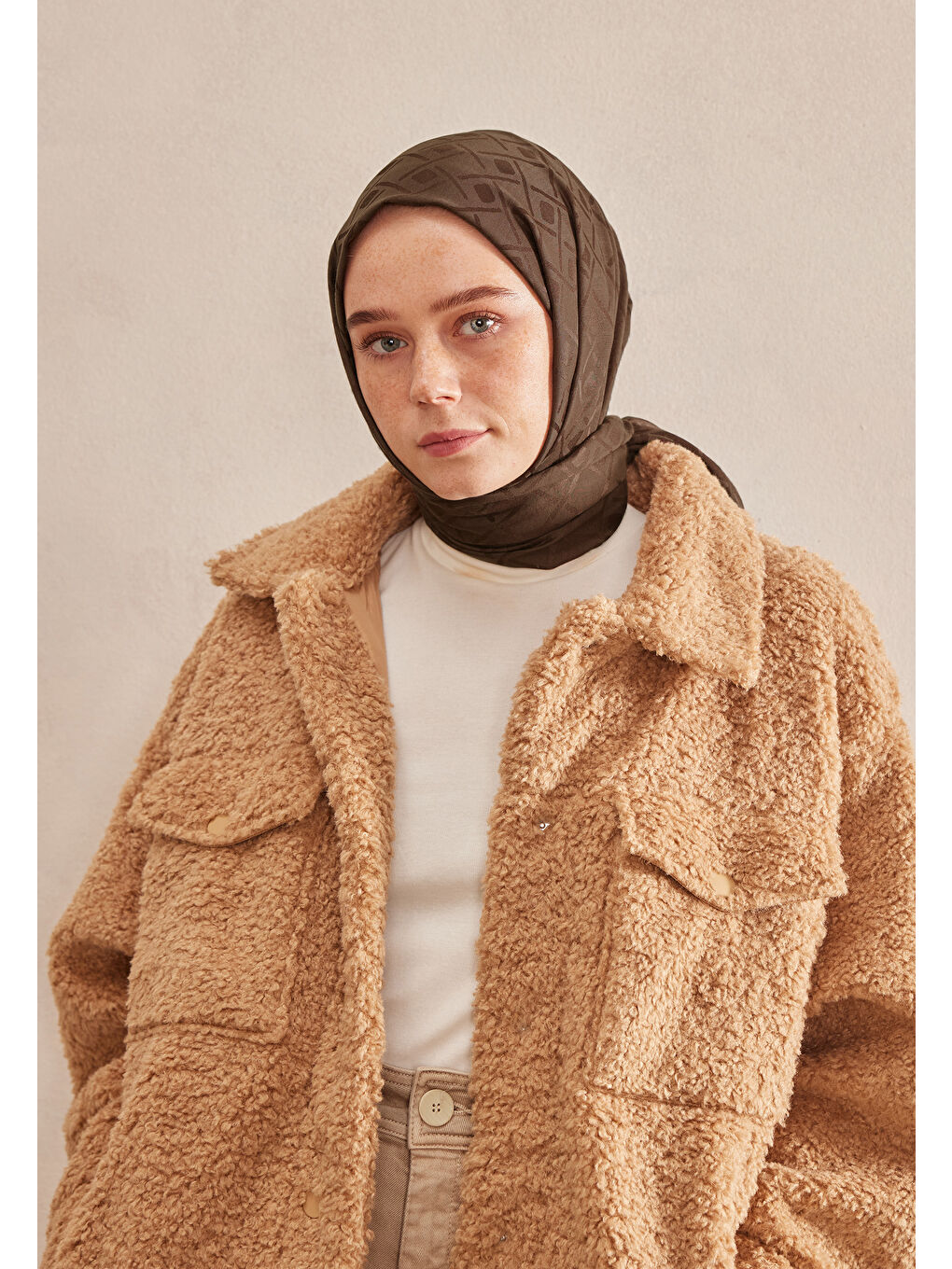 Kahverengi Porto Jakarlı Şal Çikolata-2