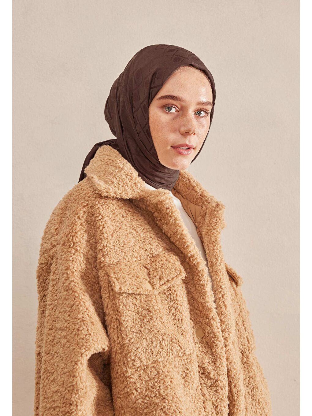 Kahverengi Porto Jakarlı Şal Çikolata-3