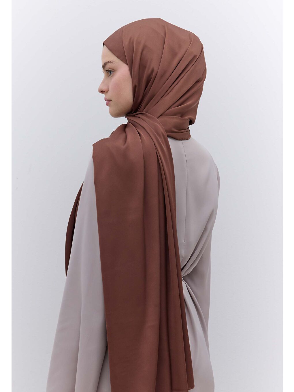 Kahverengi İpeksi Elegance Şal Kahve-3