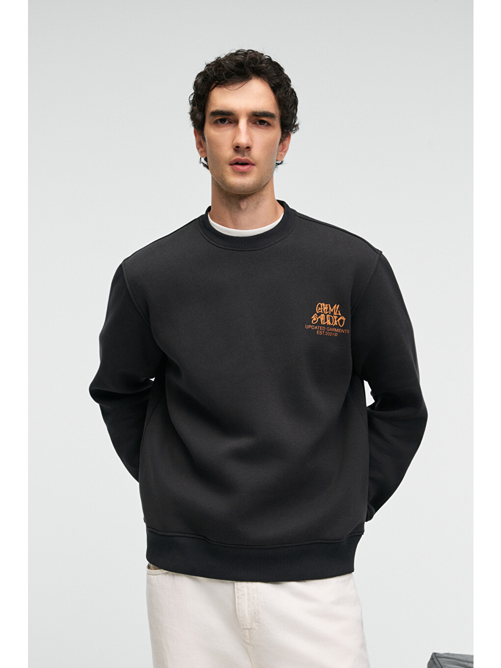 Irvıng Erkek Yuvarlak Yaka Göğsü Ve Önü Regular Fit Antrasit Sweatshirt