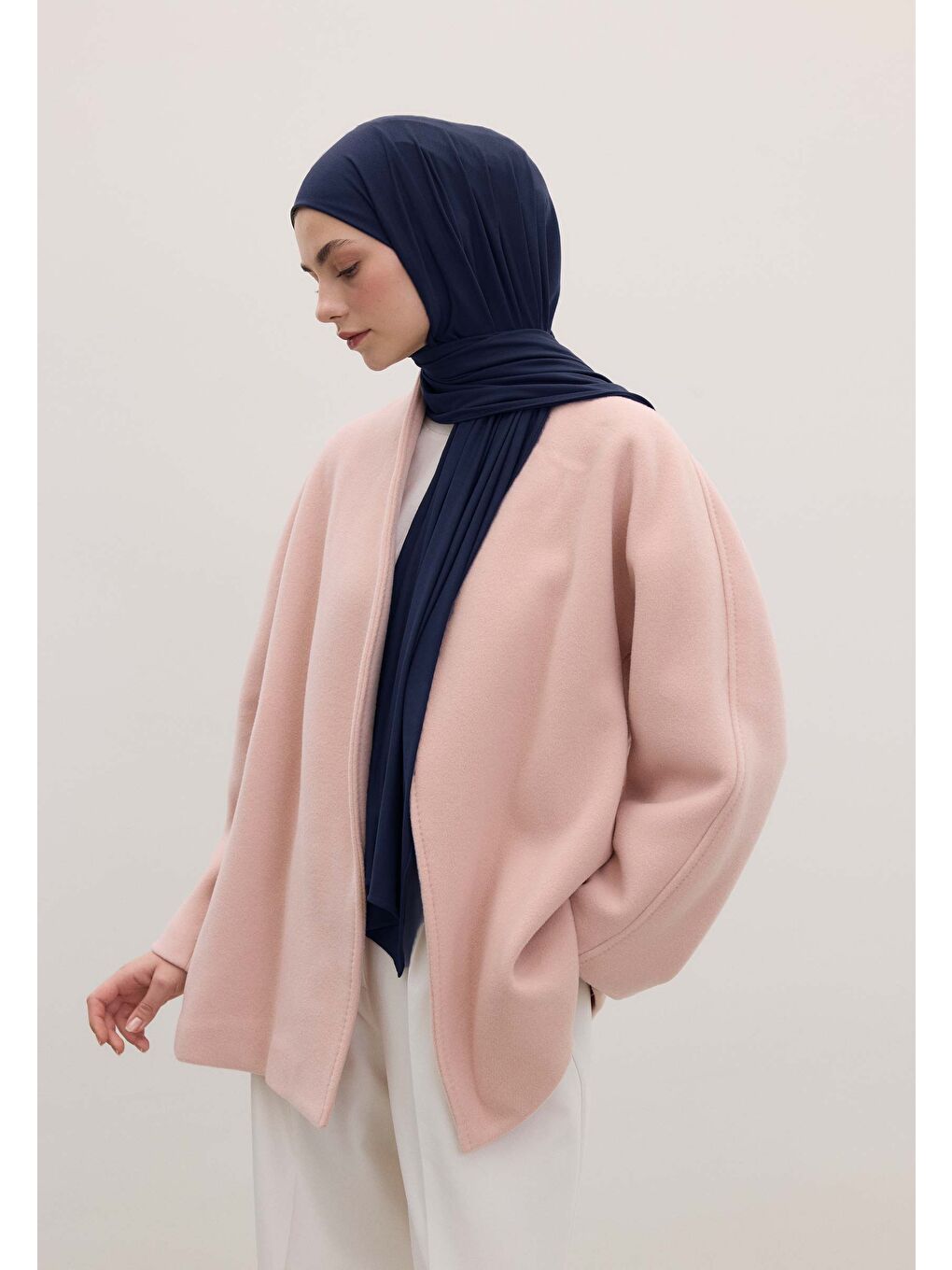 Mavi Bambu Penye Şal Gece Mavısı-2