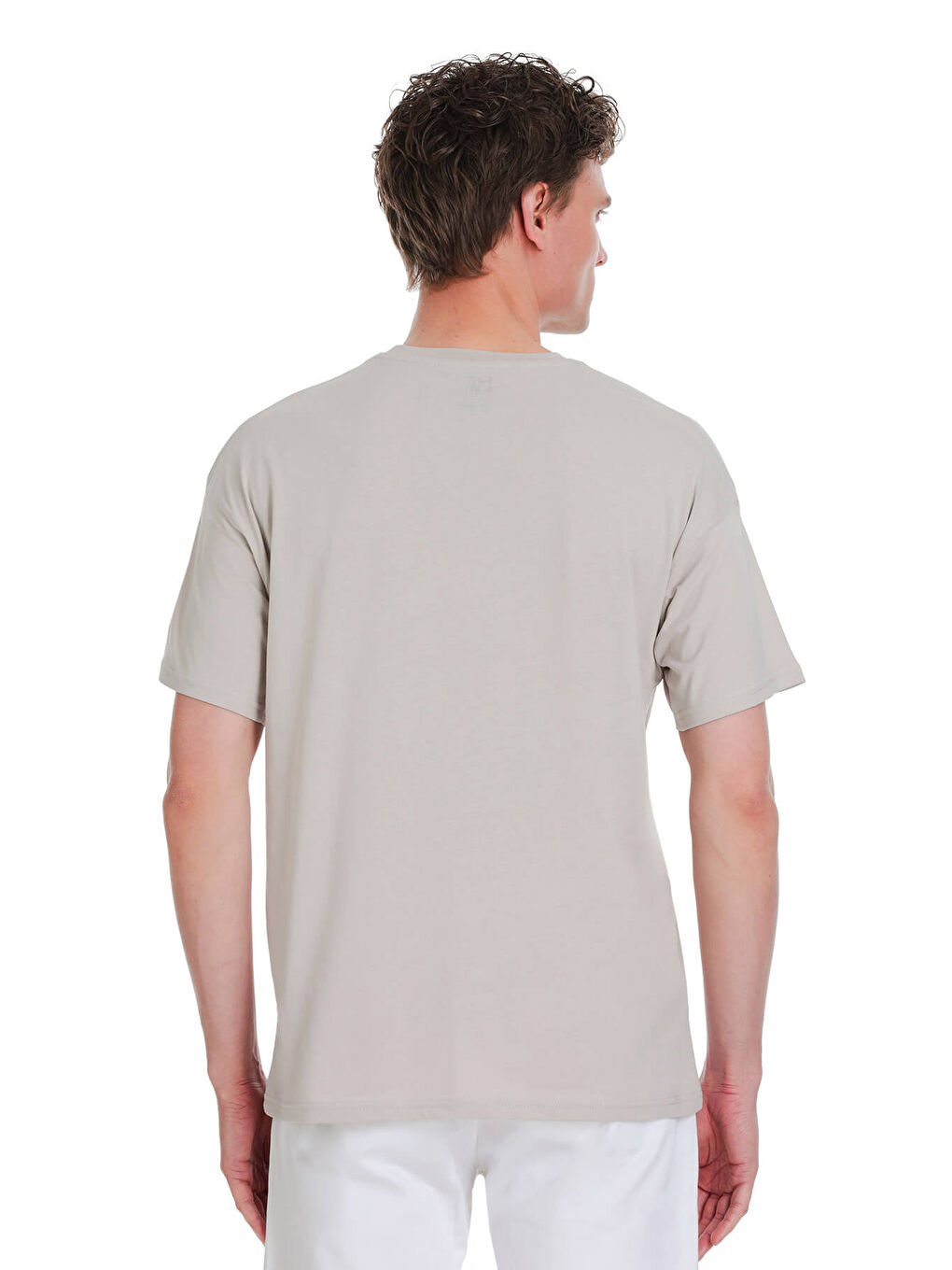 Ekru Regular Fit 100% Pamuk Bisiklet Yaka  Tişört-4