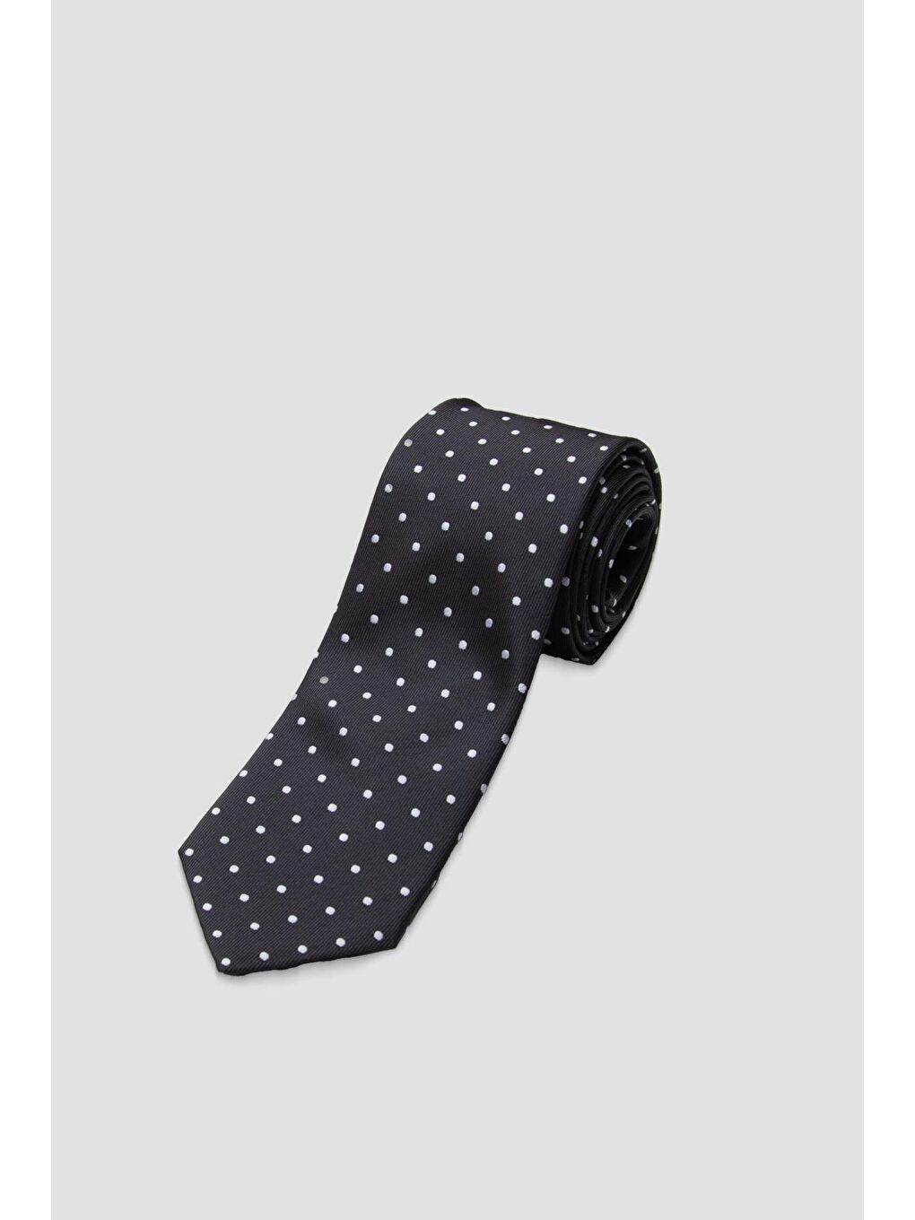Kravat 8 Cm Mikrofiber Polyester Antrasit Erkek Puantiyeli Kravat