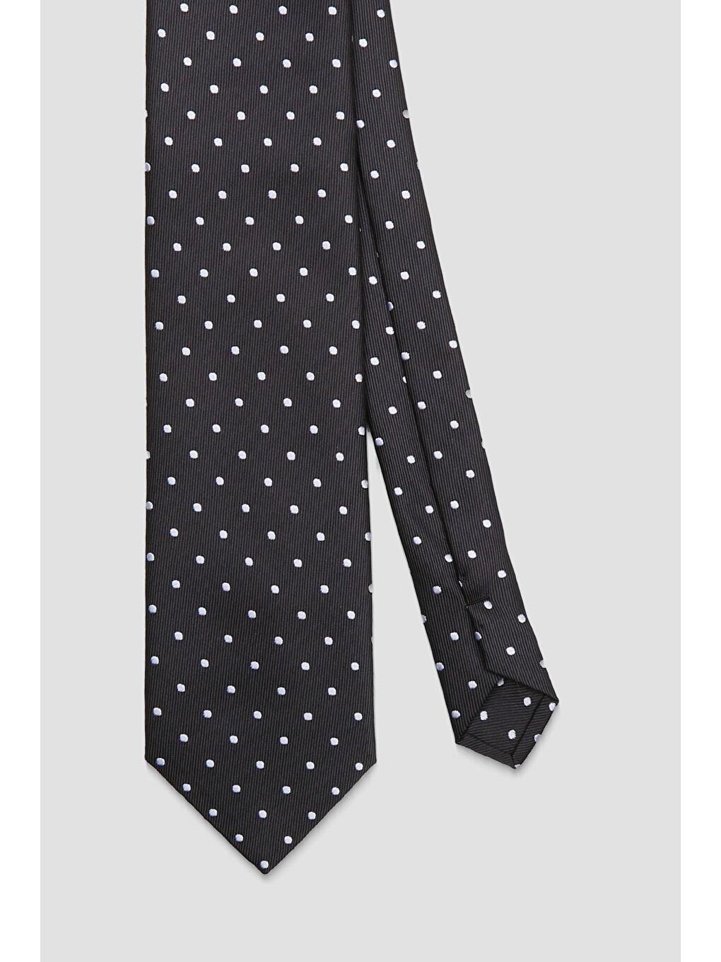 Kravat 8 Cm Mikrofiber Polyester Antrasit Erkek Puantiyeli Kravat-1