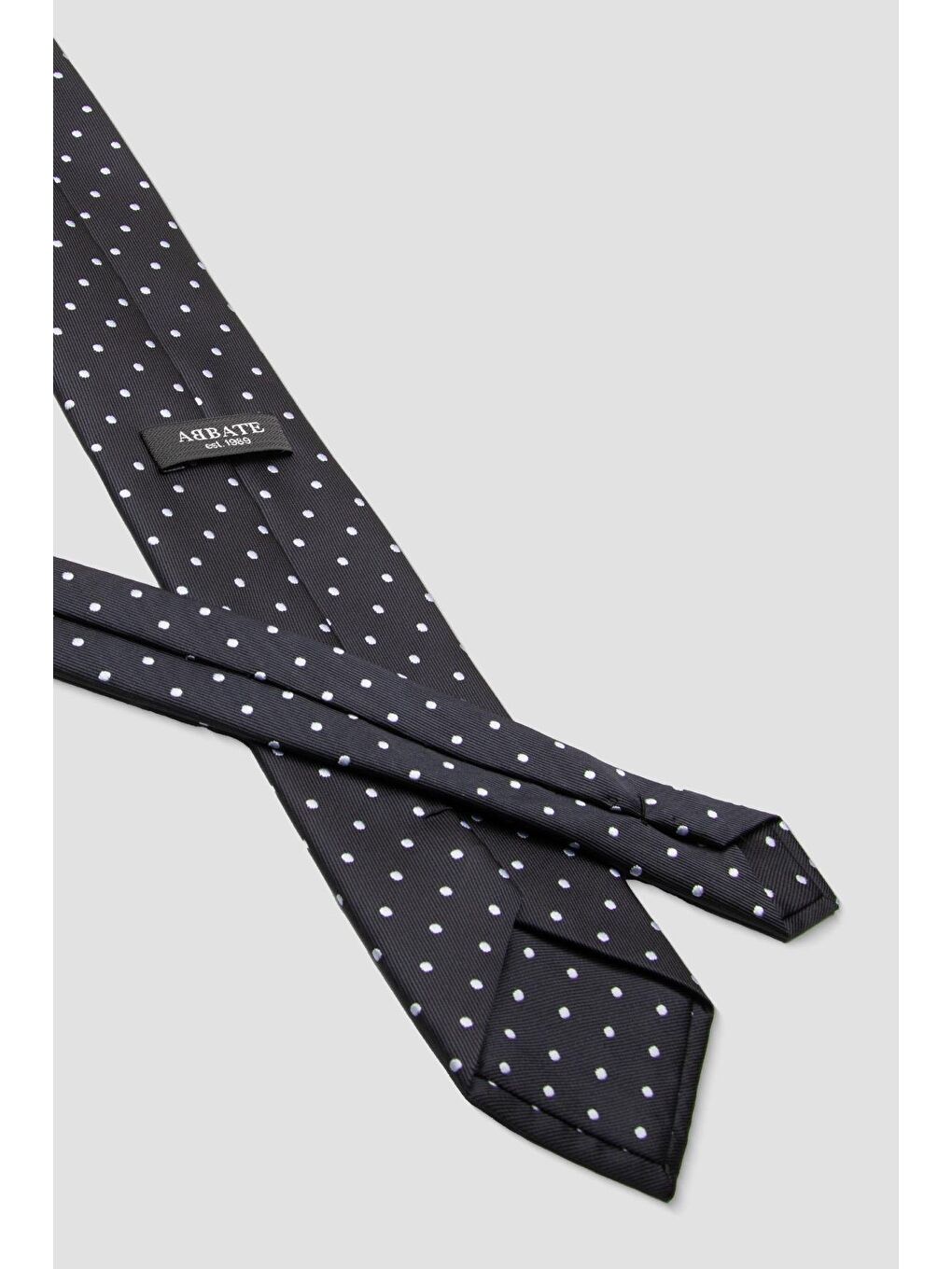 Kravat 8 Cm Mikrofiber Polyester Antrasit Erkek Puantiyeli Kravat-2