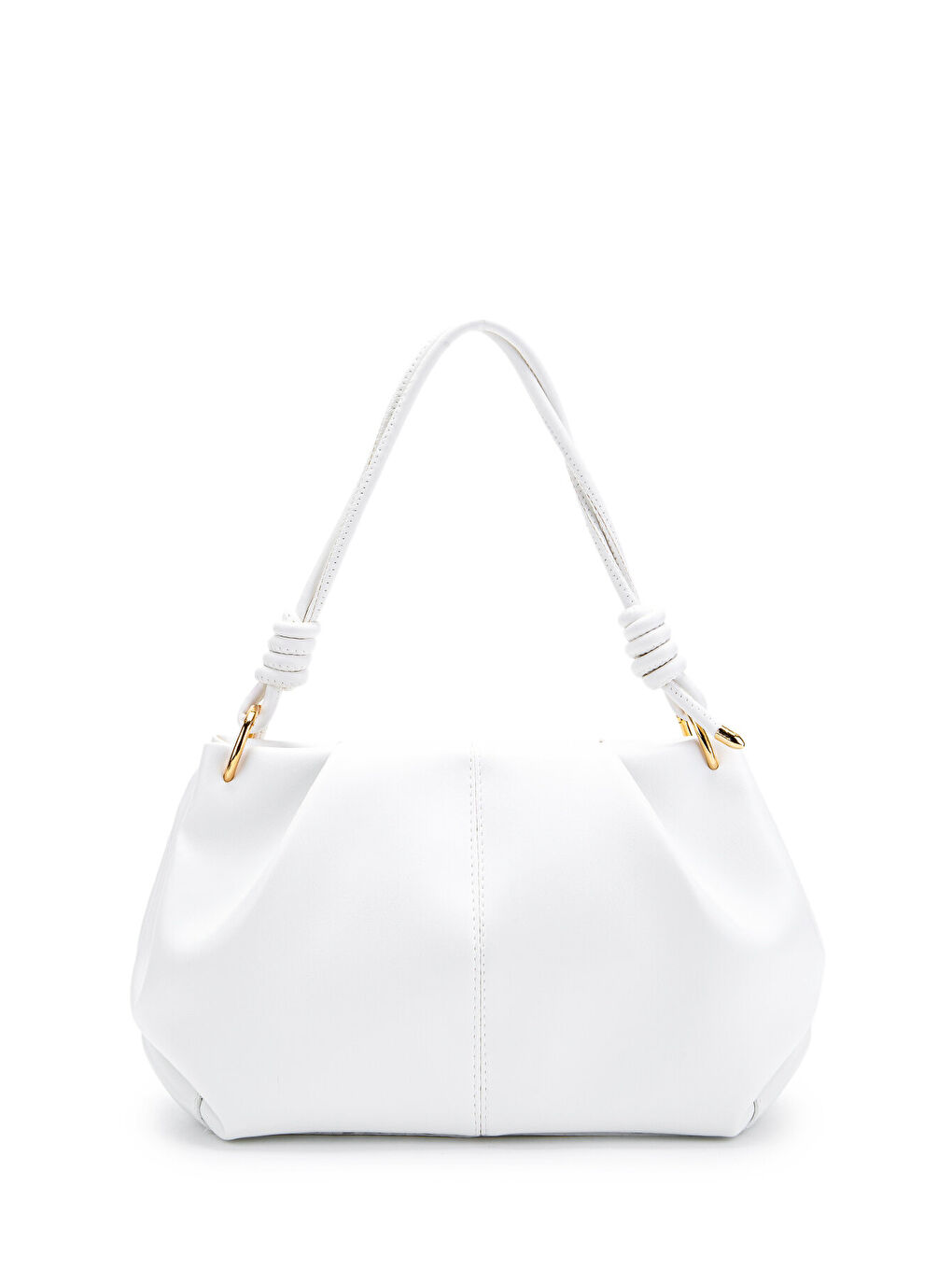 Büzgü Detaylı Mat Chen Kol Çanta Beyaz