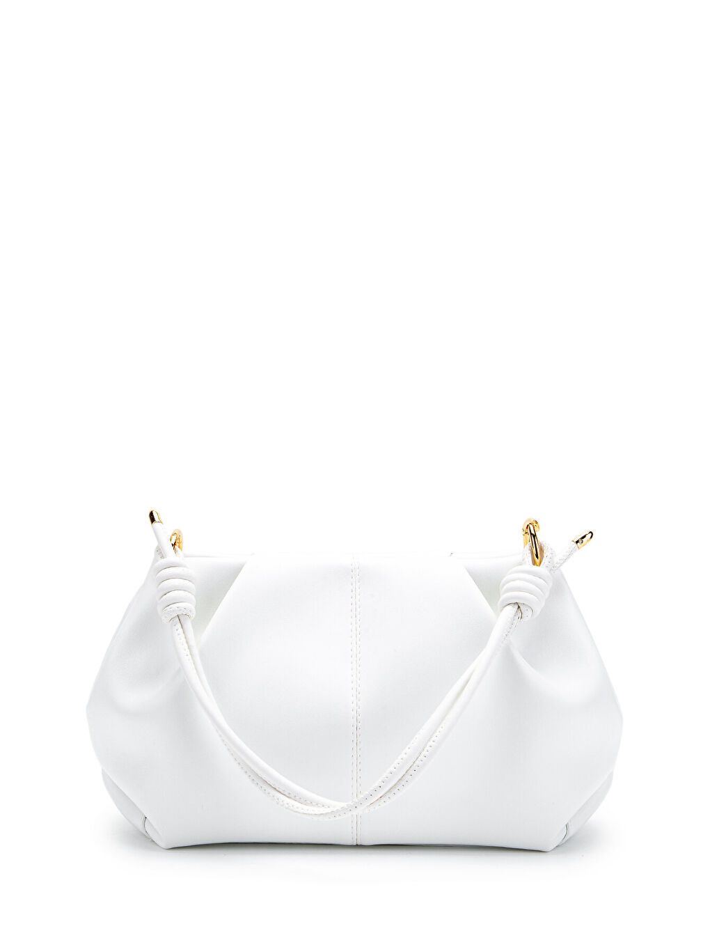 Büzgü Detaylı Mat Chen Kol Çanta Beyaz-3