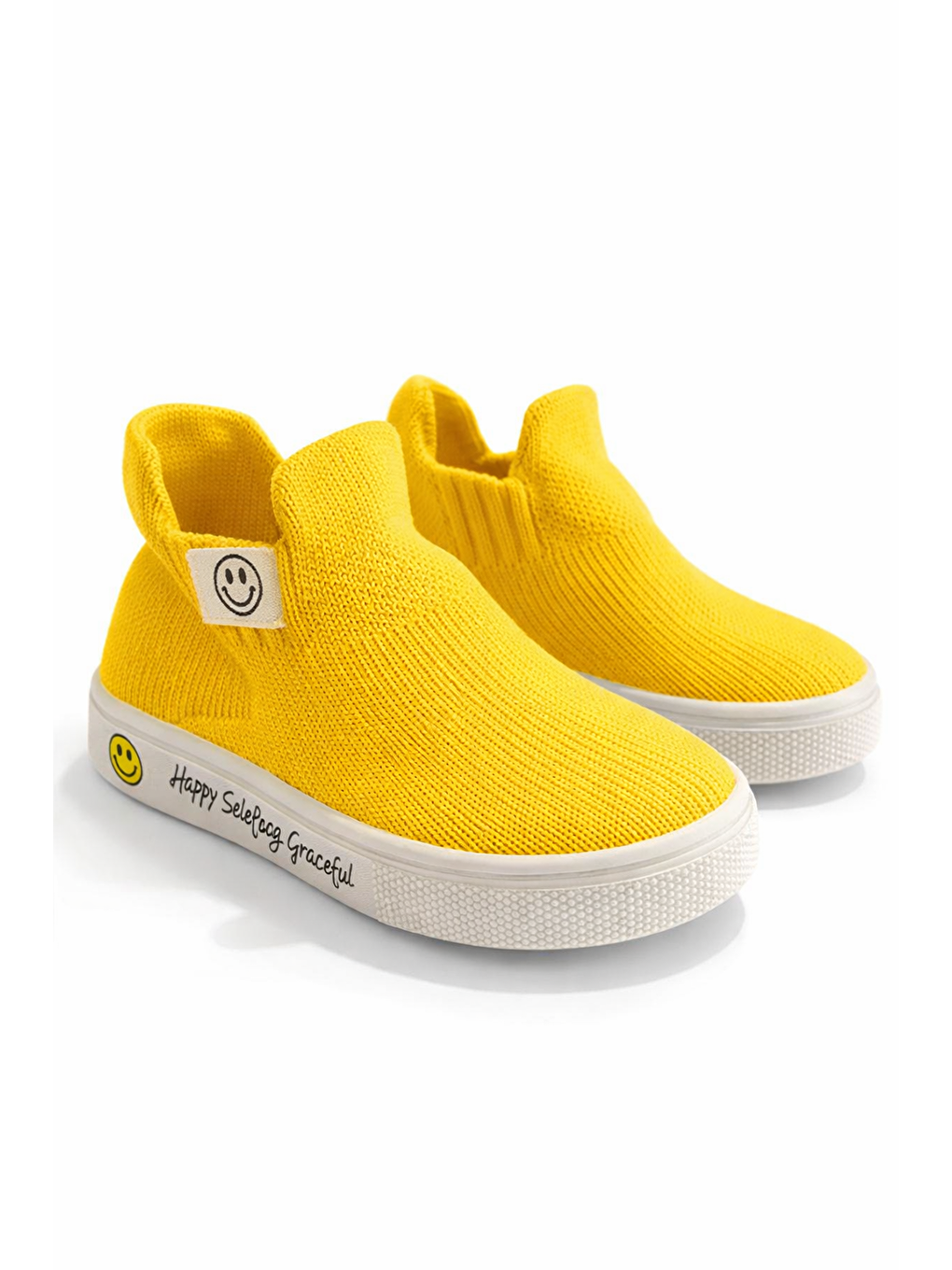 Çocuk Gülen Yüz Tabanlı Çorap Ayakkabı Sarı