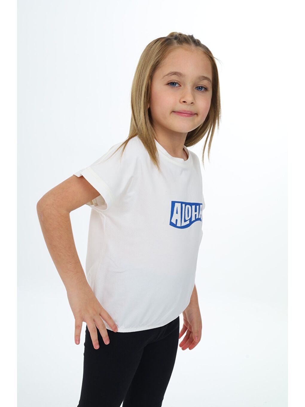 Ekru Kız Çocuk Baskılı Tişört-2