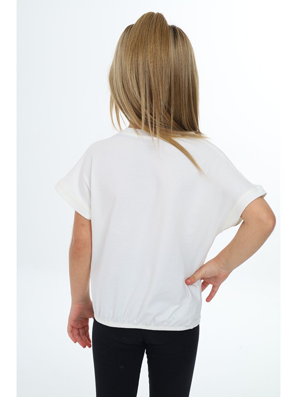 Ekru Kız Çocuk Baskılı Tişört-3