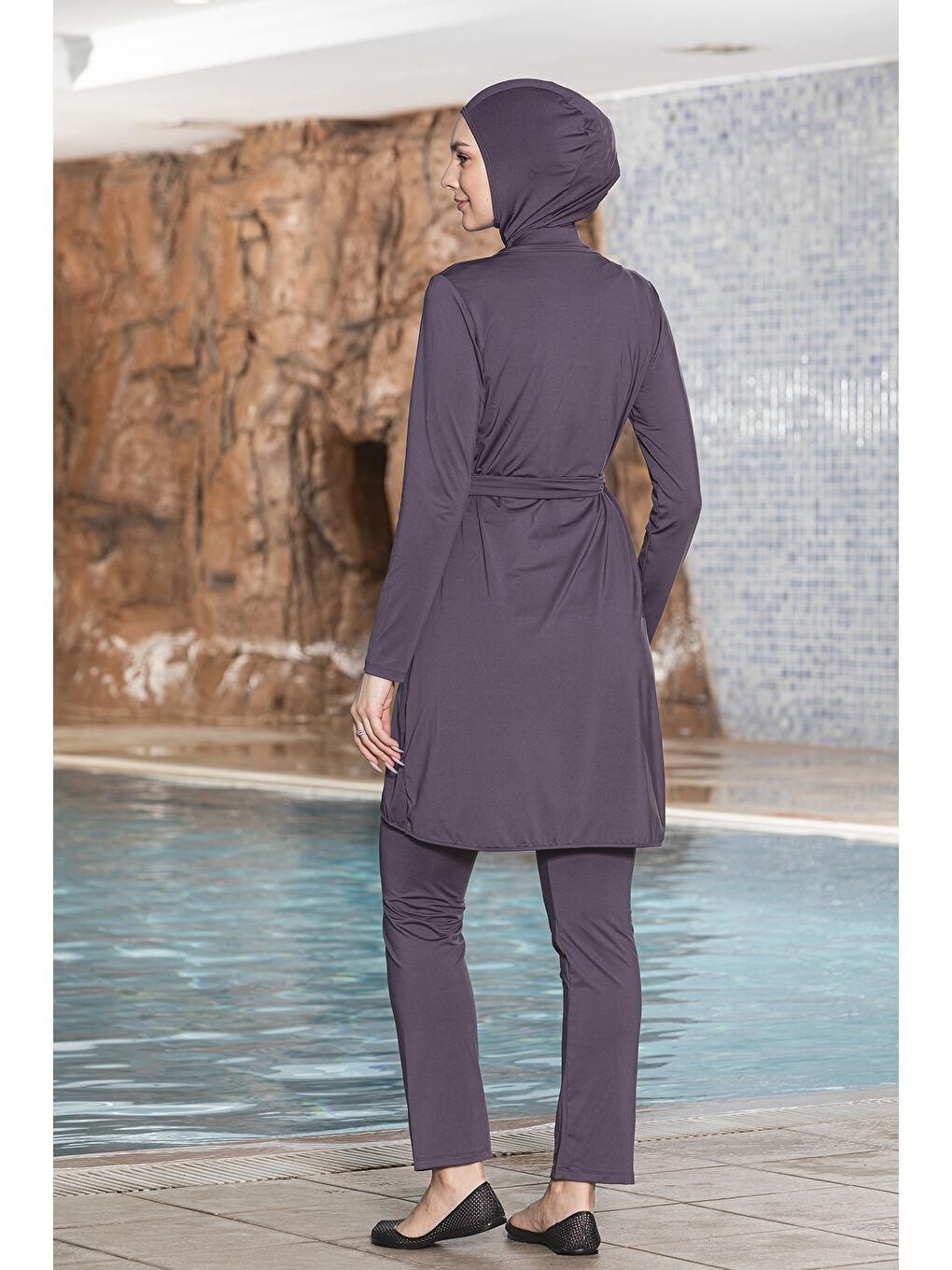 3 lü Pareolu Elastanlı Tam Kapalı Tesettür Mayo 1252 30 Mor-1