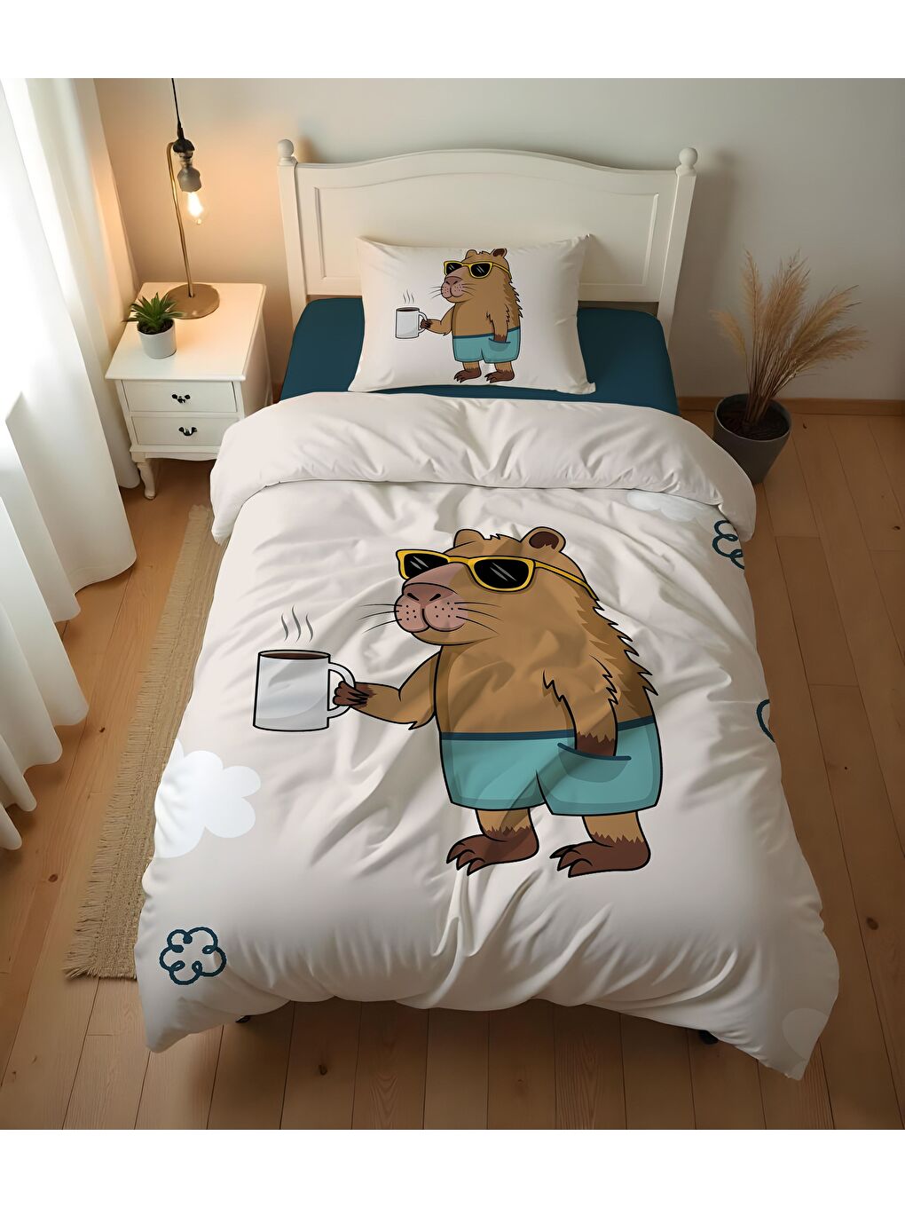 Karışık Çift Taraflı Desenli Tek Kişilik Nevresim Takımı