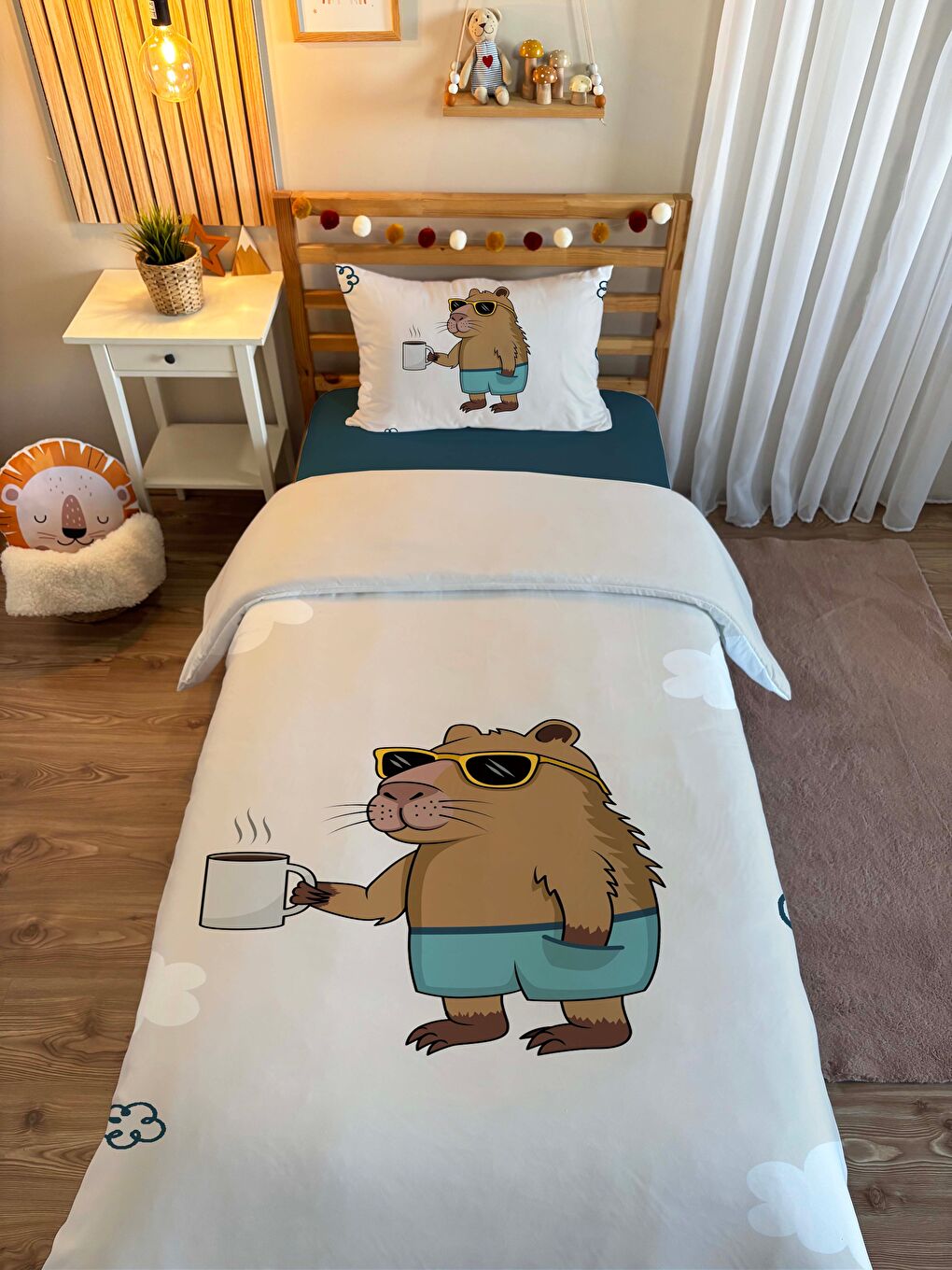 Karışık Çift Taraflı Desenli Tek Kişilik Nevresim Takımı-1