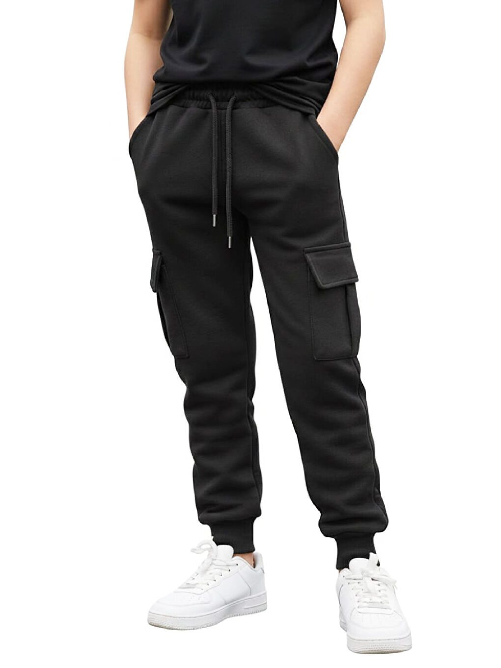 Siyah Erkek Çocuk Eşofman Alt-2 İplik-Kargo Cepli-6-14 Yaş 12455