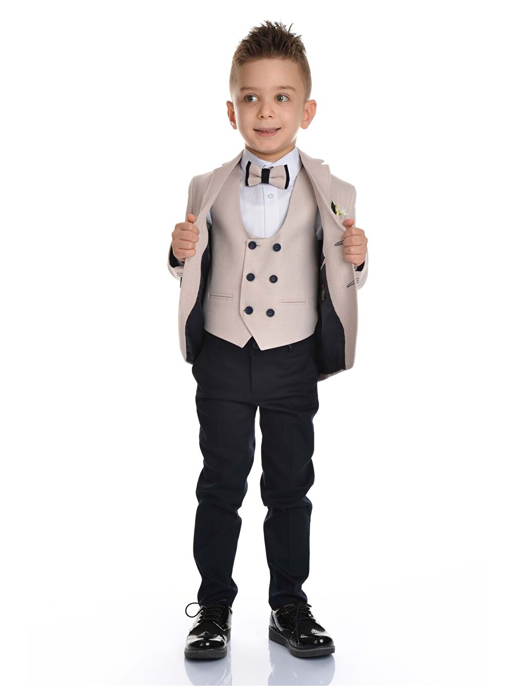 Kahverengi Yelekli Spor Kesim Erkek Çocuk Damatlık-2