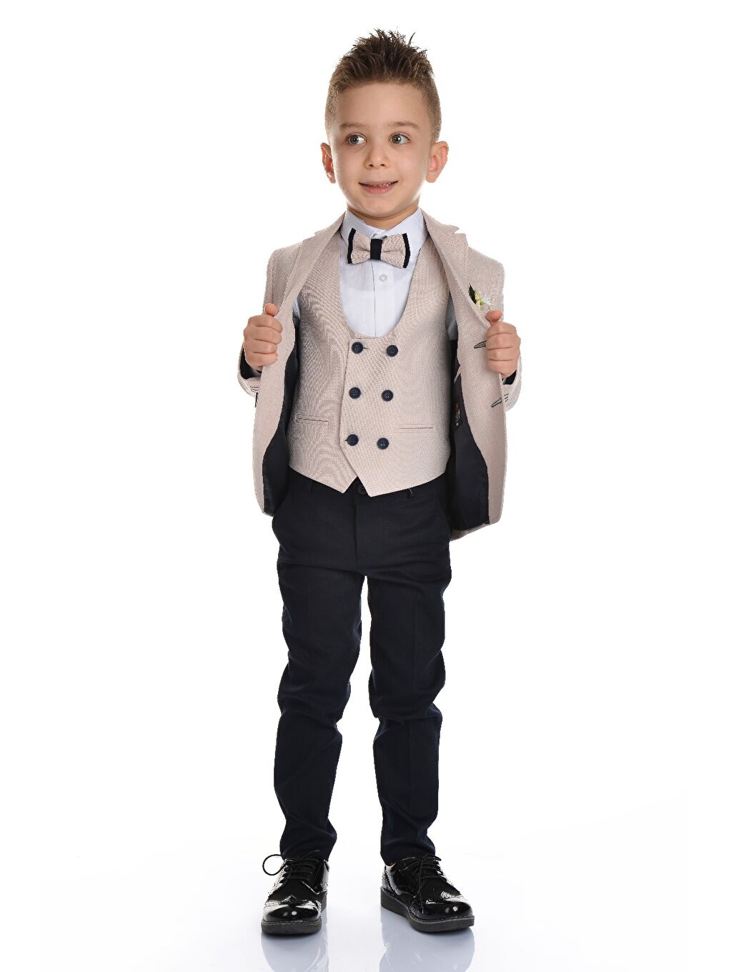 Kahverengi Yelekli Spor Kesim Erkek Çocuk Damatlık-3