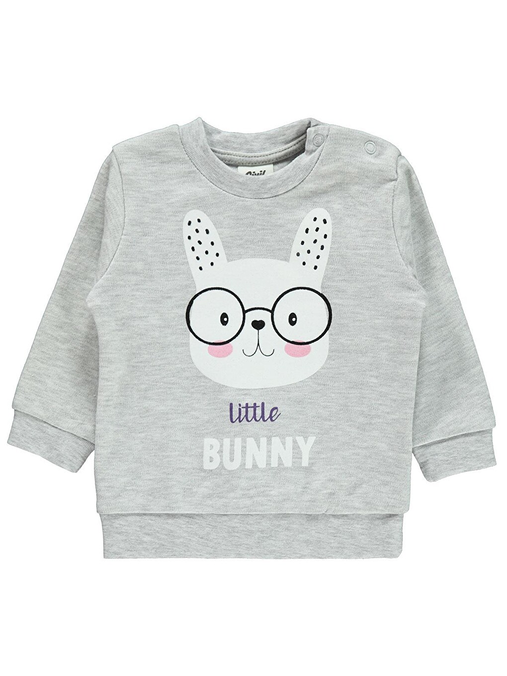 Beyaz Baby Little Bunny Baskılı 6-18 Ay Sweatshirt - Gri