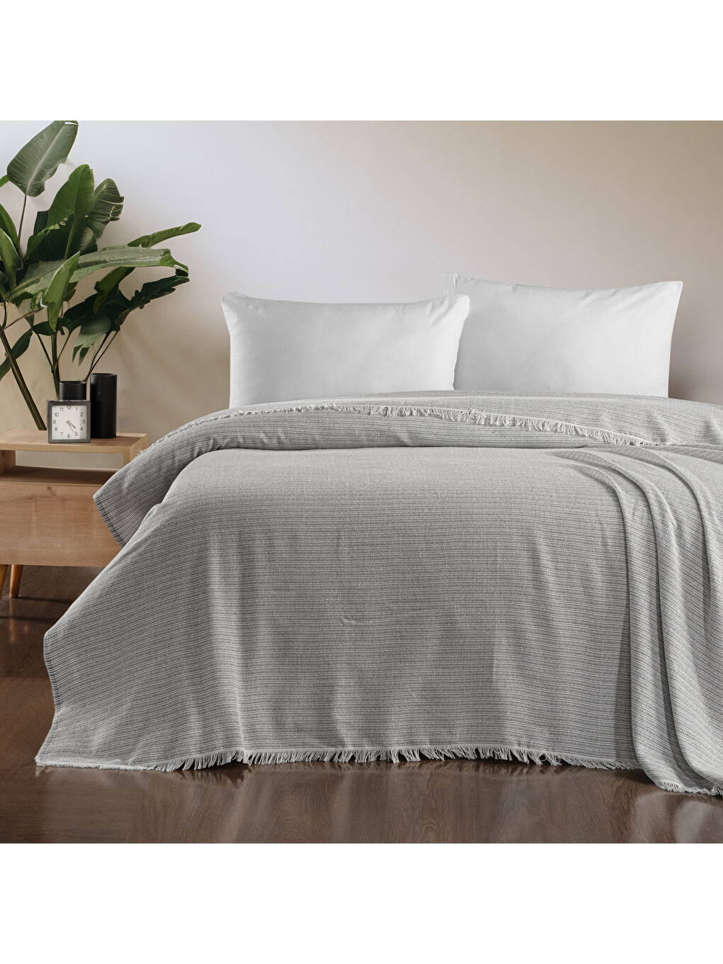 Home Luca Çift Kişilik Pike 200x220 Cm-Gri