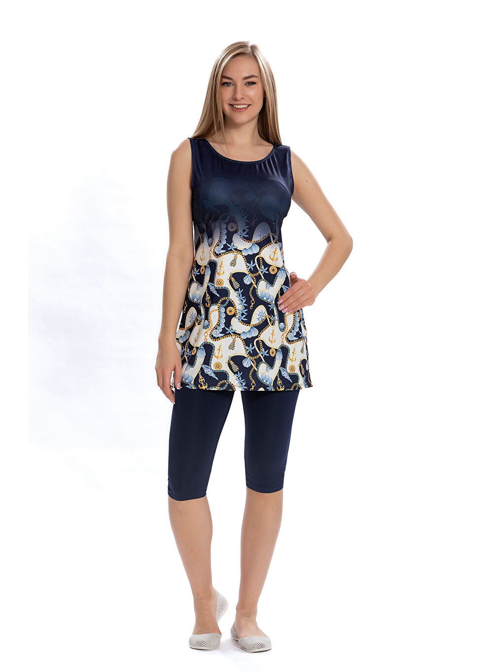 Sıfır Kol Yarı Kapalı Mayo 161-02 Lacivert-3