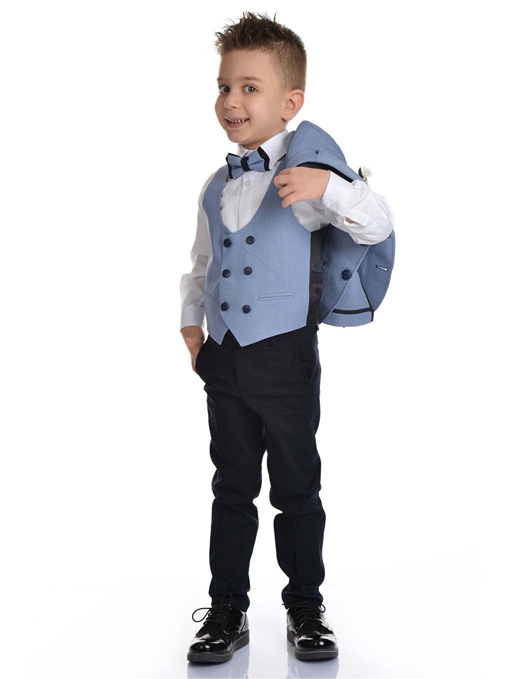 Mavi Yelekli Spor Kesim Erkek Çocuk Damatlık-2