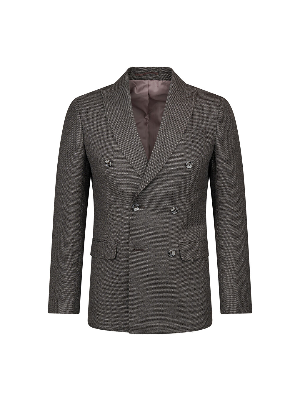 Kahverengi Slim Fit Kruvaze Klasik Takım Elbise-1