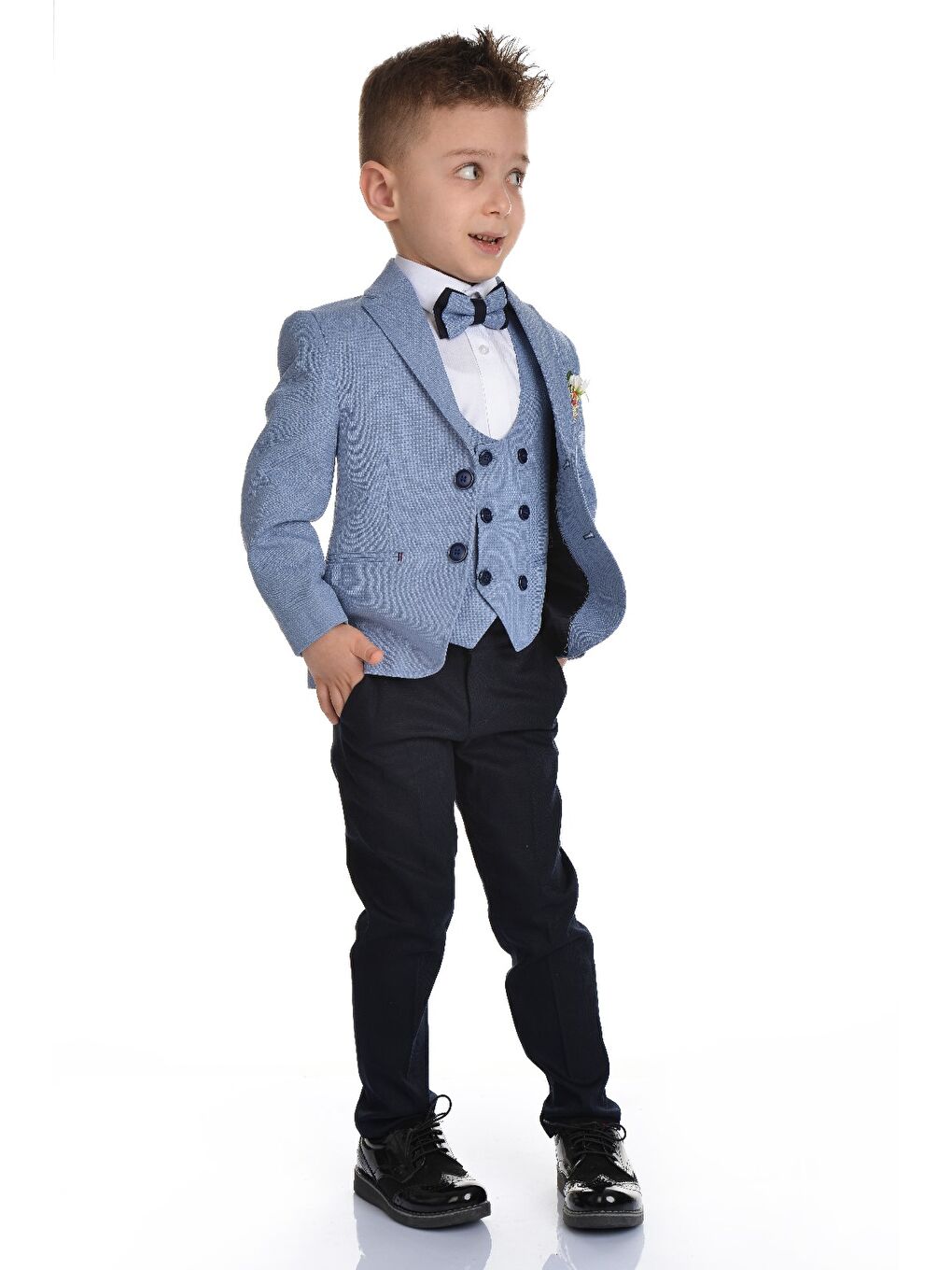 Mavi Yelekli Spor Kesim Erkek Çocuk Damatlık-3