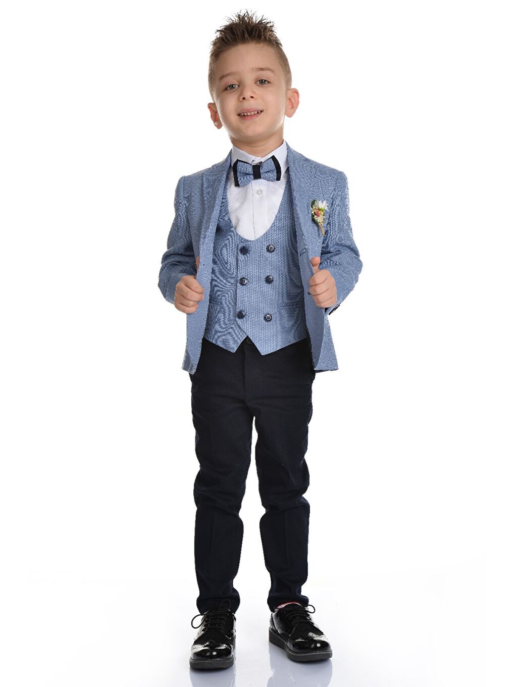 Mavi Yelekli Spor Kesim Erkek Çocuk Damatlık-5