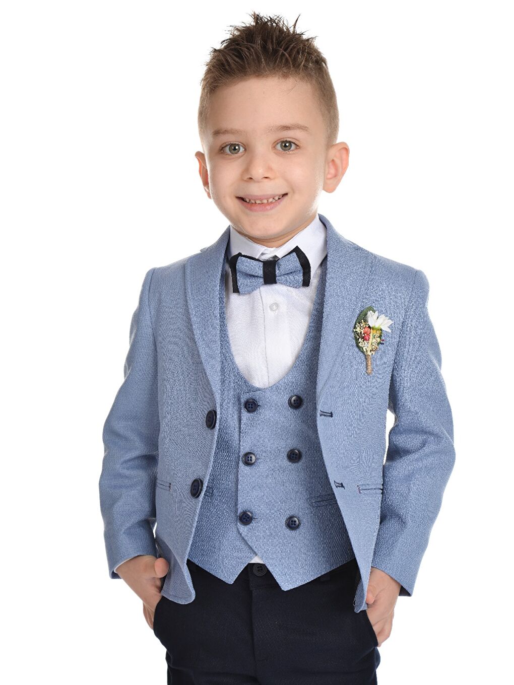 Mavi Yelekli Spor Kesim Erkek Çocuk Damatlık-6