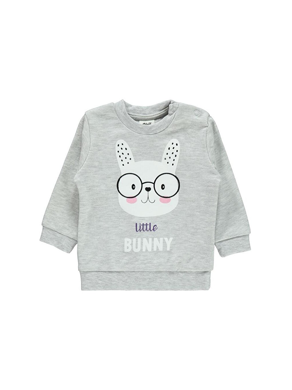 Beyaz Baby Little Bunny Baskılı 6-18 Ay Sweatshirt - Gri-2