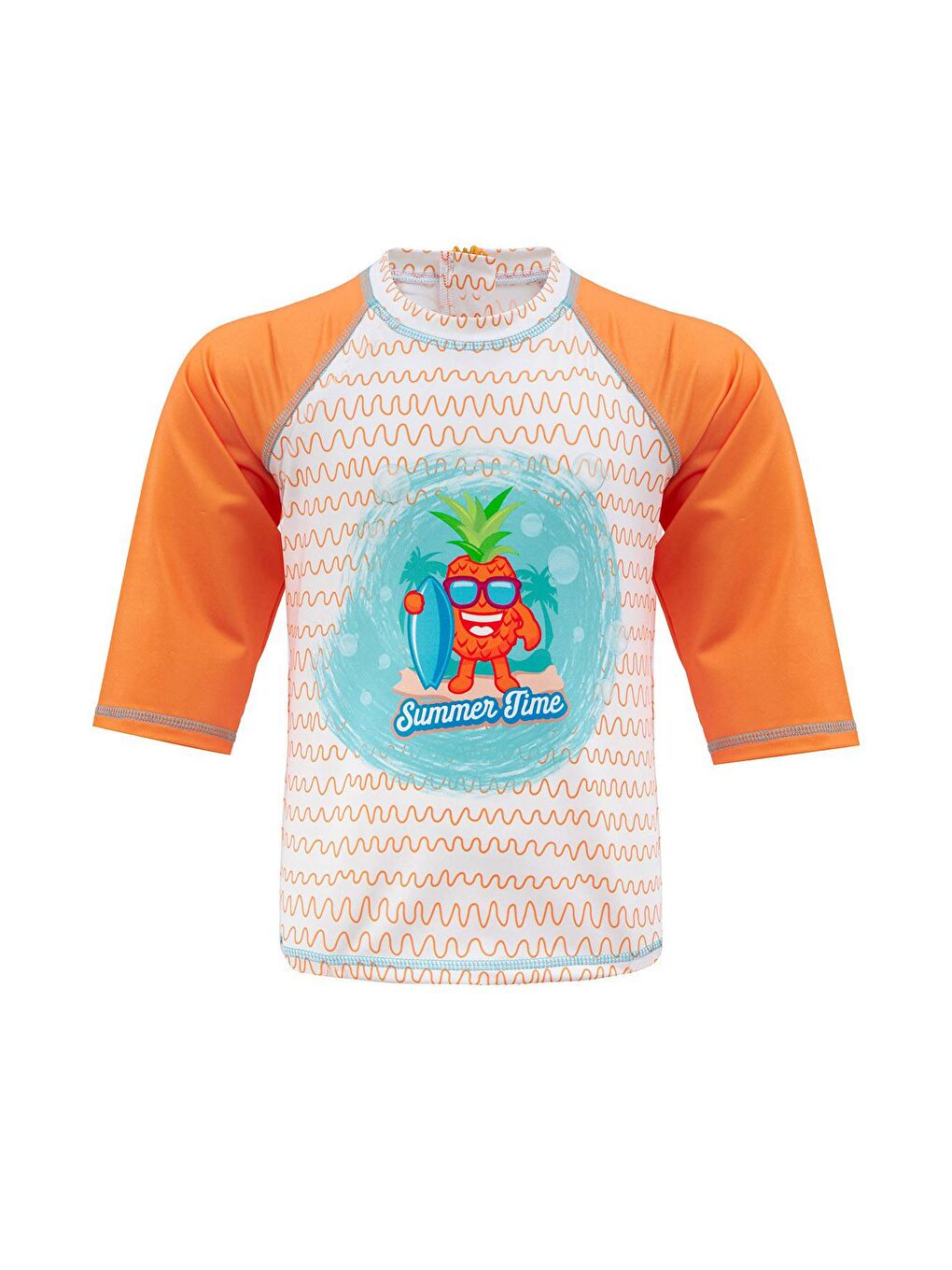 NEOPY Turuncu Şort Tişört Takım Kısa Kollu Ananas Çocuk Bebek Mayo 5386 Kawaii Turuncu - 2