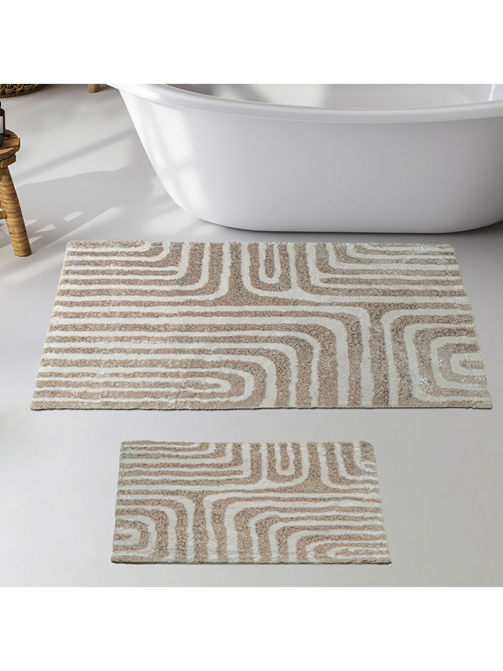 Home Sue 2 li Pamuk Floş Banyo Paspası-Bej
