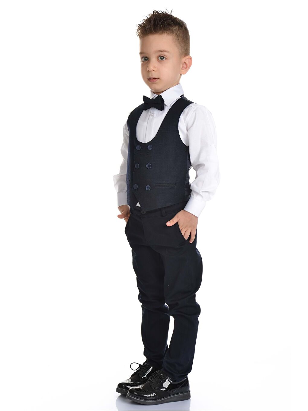 Lacivert Yelekli Spor Kesim Erkek Çocuk Damatlık-1