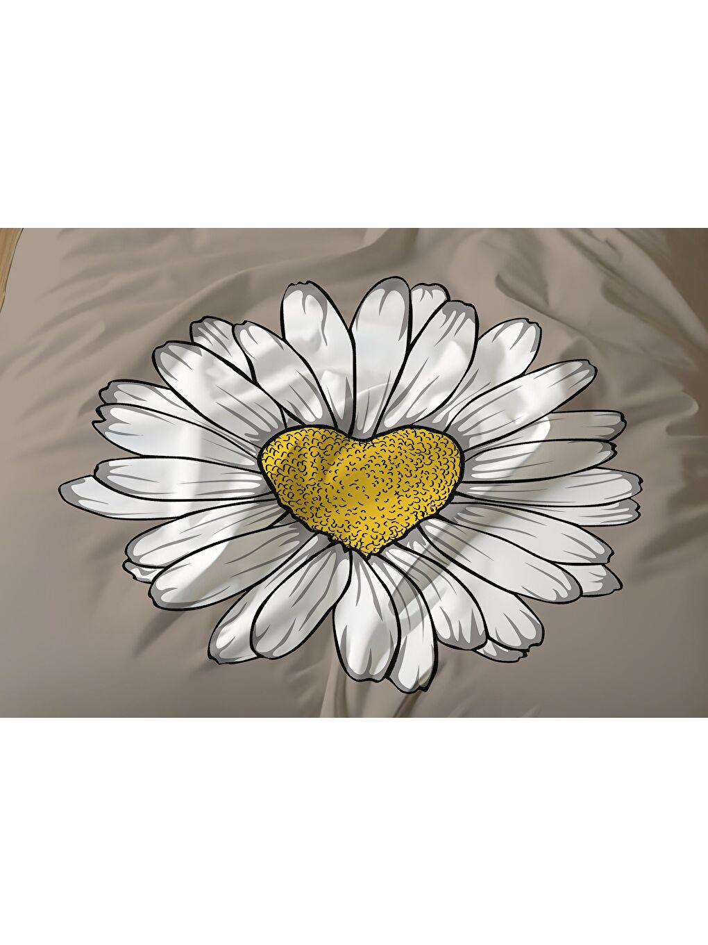 Karışık Çift Taraflı Papatya Desenli - Baskılı Tek Kişilik Nevresim Takımı-2