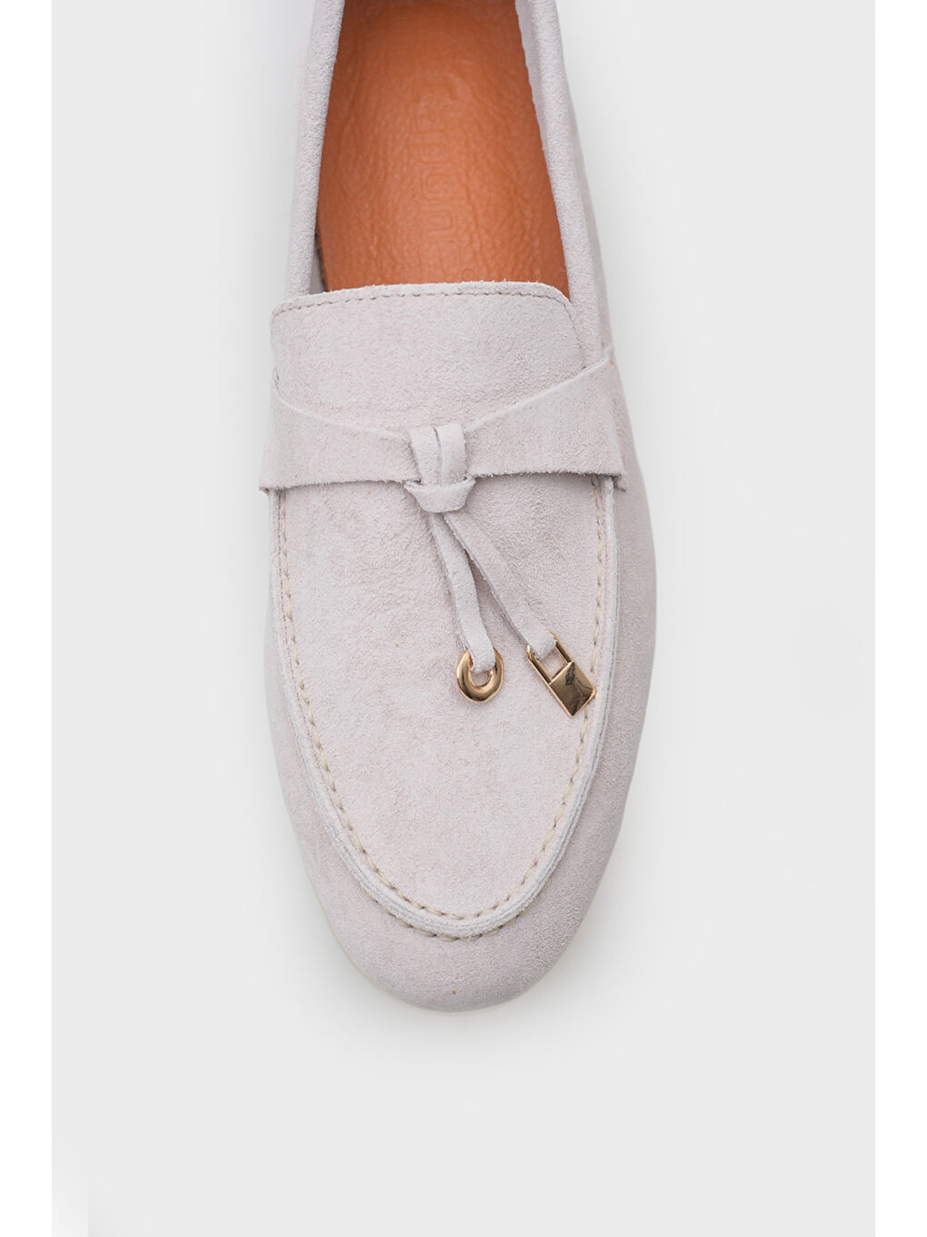 Bej Vikki Hakiki Deri Kadın Loafer-3